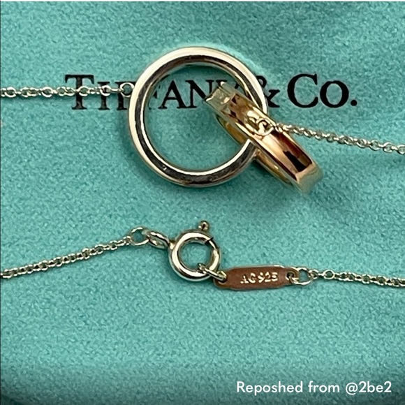 ❤️SOLD❤️✨HP✨TIFFANY & Co 925 SS & Rubedo Metal 1837 Circles Necklace 16” - Picture 5 of 12
